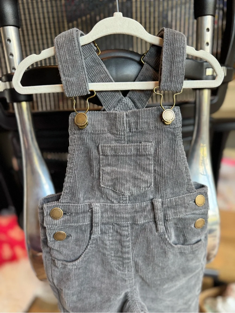 Gray Corduroy Overalls for Kids - Classic Suspender Pants